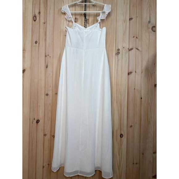 NWT Lulus The Way to Love White Ruffled Maxi Dress Resortwear Cut Out Size S - Picture 8 of 11